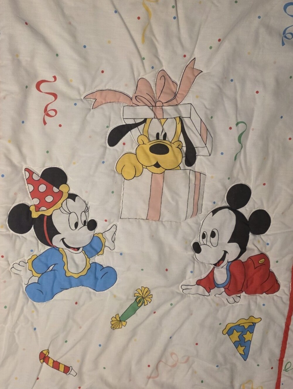 Vintage Disney Baby Mickey Mouse Pluto Crib Blanket Comforter
